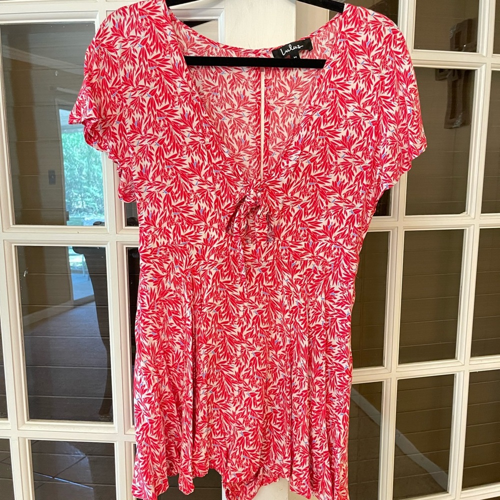 Dondi Red and White Print Romper